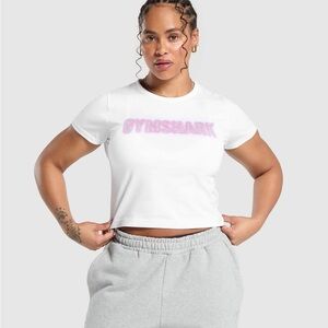 Gymshark White Cropped Fitted Short Sleeve T-Shirt